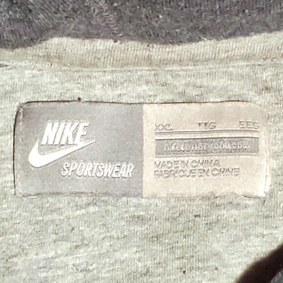 VTG Y2K Nike Hoodie Sweatshirt 2X Gray Stitched Big Logo Pull Over Spell Out EUC - Picture 5 of 10